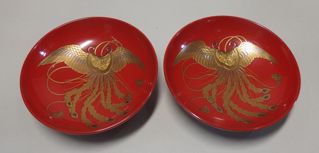 時代蒔絵鳳凰図盃一対/隠れ蓑/宝尽くし/吉祥紋/酒盃/加賀蒔絵