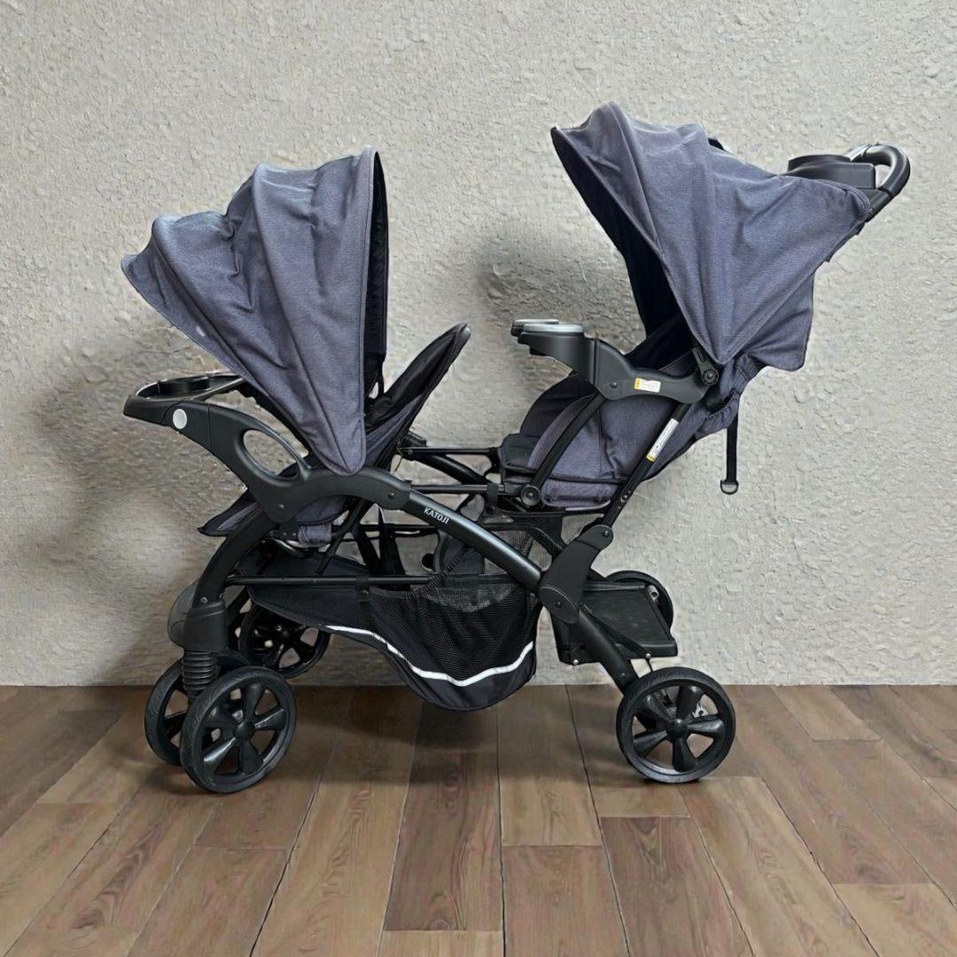 【美品】カトージ ベビーカー 2人でゴー DX デニム 二人乗り 双子
