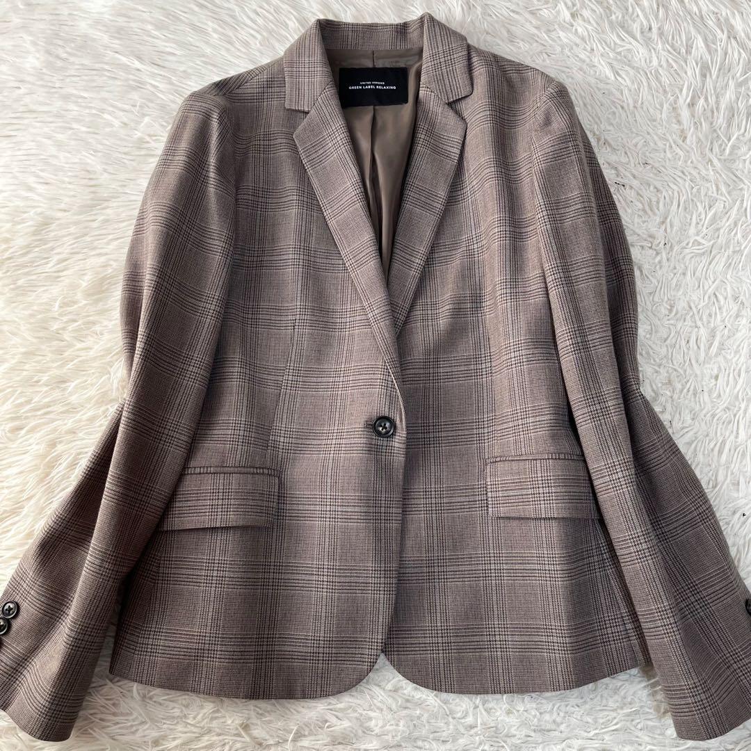 【美品】グリーンレーベルリラクシング　グレンチェック　セットアップ　スーツ