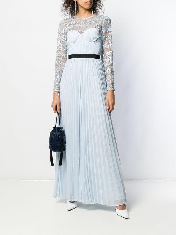 r*e様 セルフポートレイト オールインワン プリーツ レース ライトブルー U