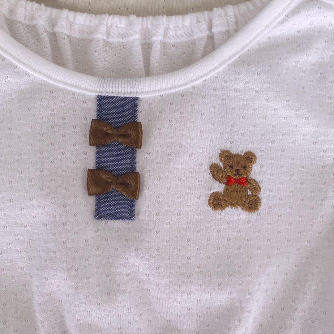 ᴺᴱᵂ新品　ミキハウス（80）ベア ショートオール ワンピース 刺繍