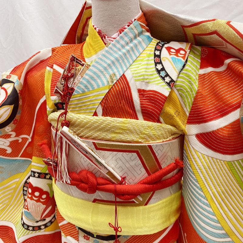 410ag72帯締め帯揚げしごき◎七五三 着物&袋帯&長襦袢 セミアンティーク