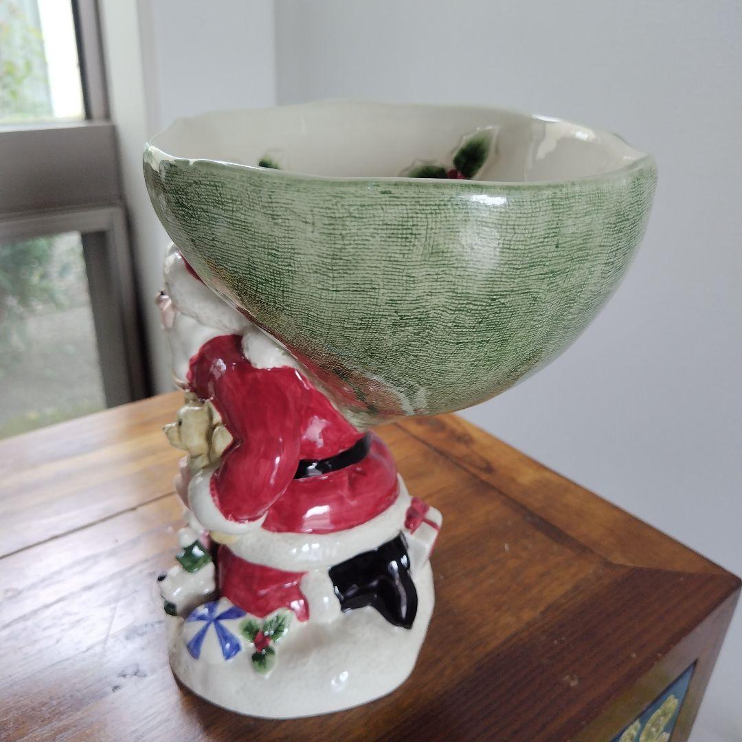 美品です！レア 海外アンティーク 陶器 サンタクロース コンポート皿 レトロ