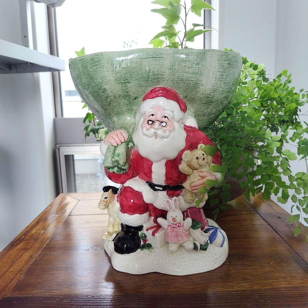 美品です！レア 海外アンティーク 陶器 サンタクロース コンポート皿 レトロ