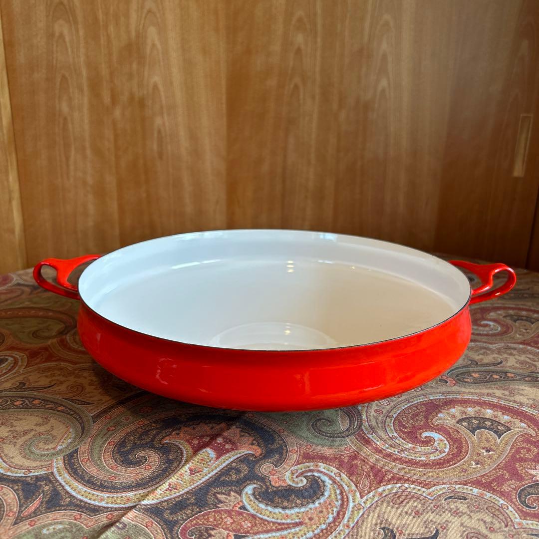 169◆DANSK 35cm 両手鍋フライパン　パエリアパン　赤いホーロー廃盤品