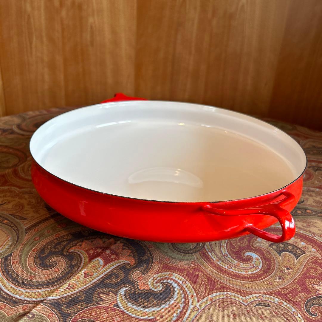 169◆DANSK 35cm 両手鍋フライパン　パエリアパン　赤いホーロー廃盤品