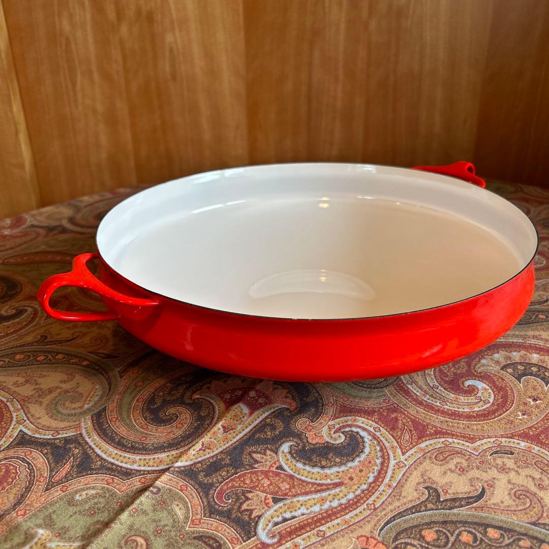 169◆DANSK 35cm 両手鍋フライパン　パエリアパン　赤いホーロー廃盤品