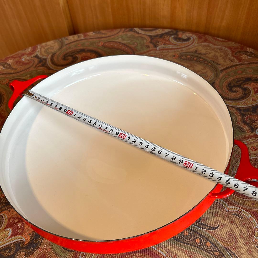 169◆DANSK 35cm 両手鍋フライパン　パエリアパン　赤いホーロー廃盤品