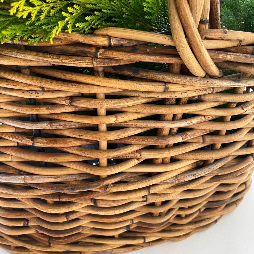 レトロ　ラタン　籐　カゴ　バスケット　大