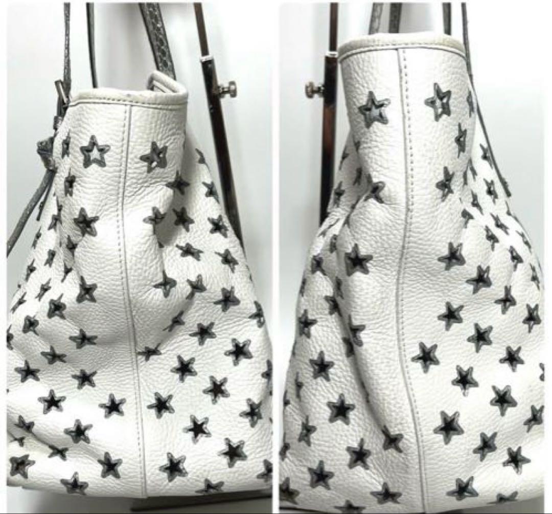 【美品】 JIMMY CHOO スター柄 レザートートバッグ ホワイト