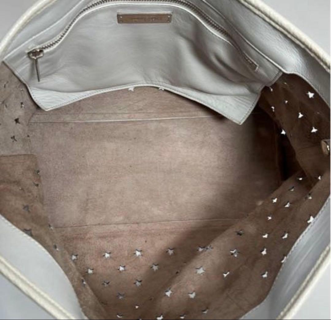 【美品】 JIMMY CHOO スター柄 レザートートバッグ ホワイト