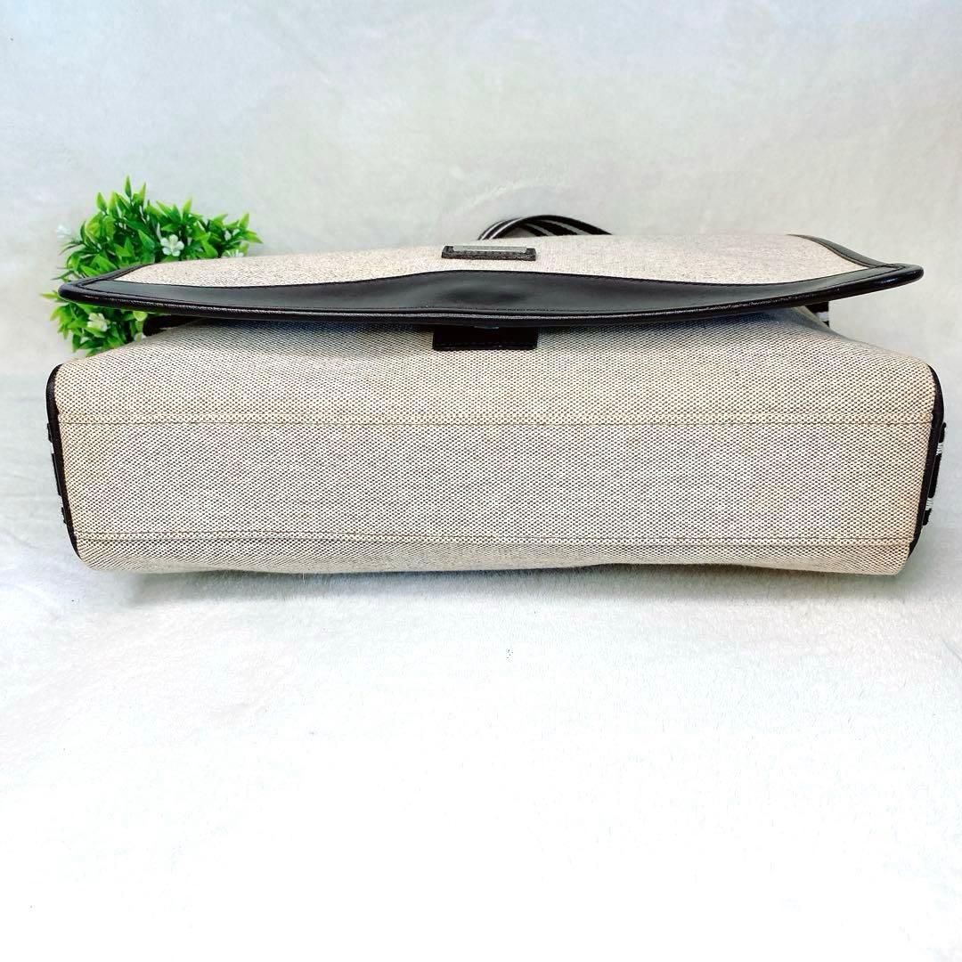 美品 バーバリーブラックレーベル ショルダーバッグ レザー キャンバス グレー