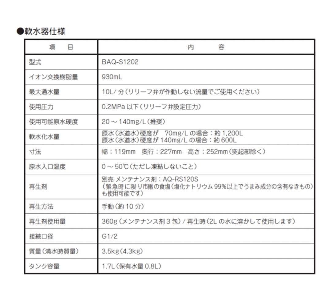 【1台限り】aqua soft BAQ-S1202 シャワー用　軟水器