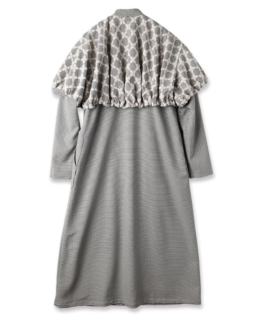 タグ付き 25AW ミントデザインズ ミックスチェックドレスコート 刺繍 千鳥