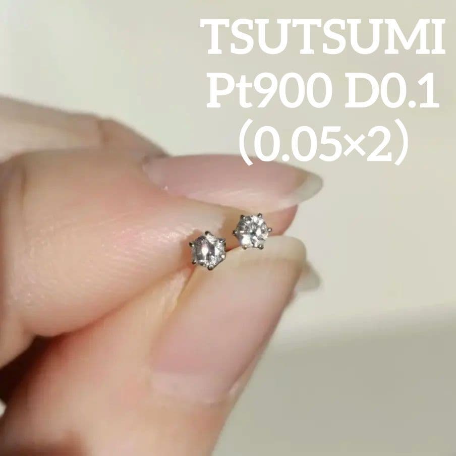 ジュエリーツツミ プラチナ ダイヤモンド ピアス pt900 計0.1ct