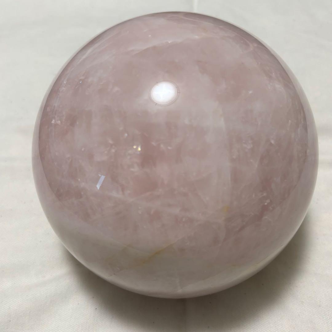 天然石 超特大 スフィア ローズクォーツ 13㎝ 3kg 虹入り 台座付き