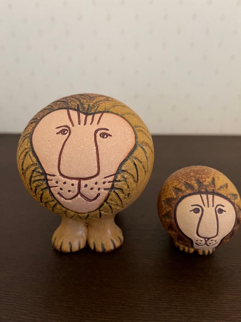 リサラーソン　陶器製ライオン　セミミディアム　ミニ　2点セット