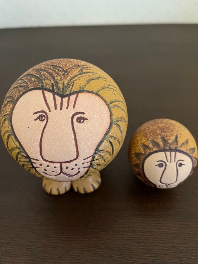 リサラーソン　陶器製ライオン　セミミディアム　ミニ　2点セット