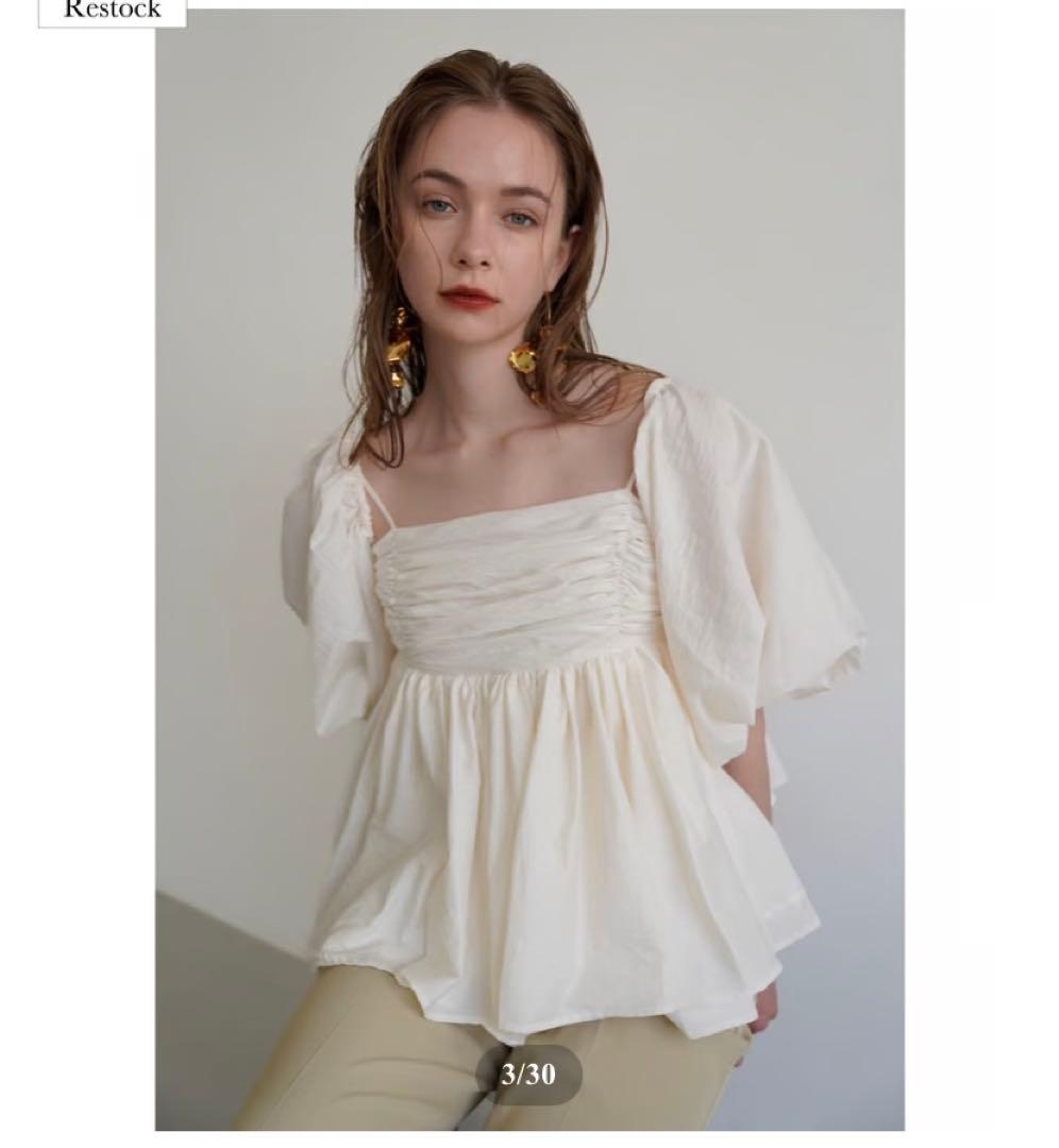 トップス Acka. puffy gather blouse white