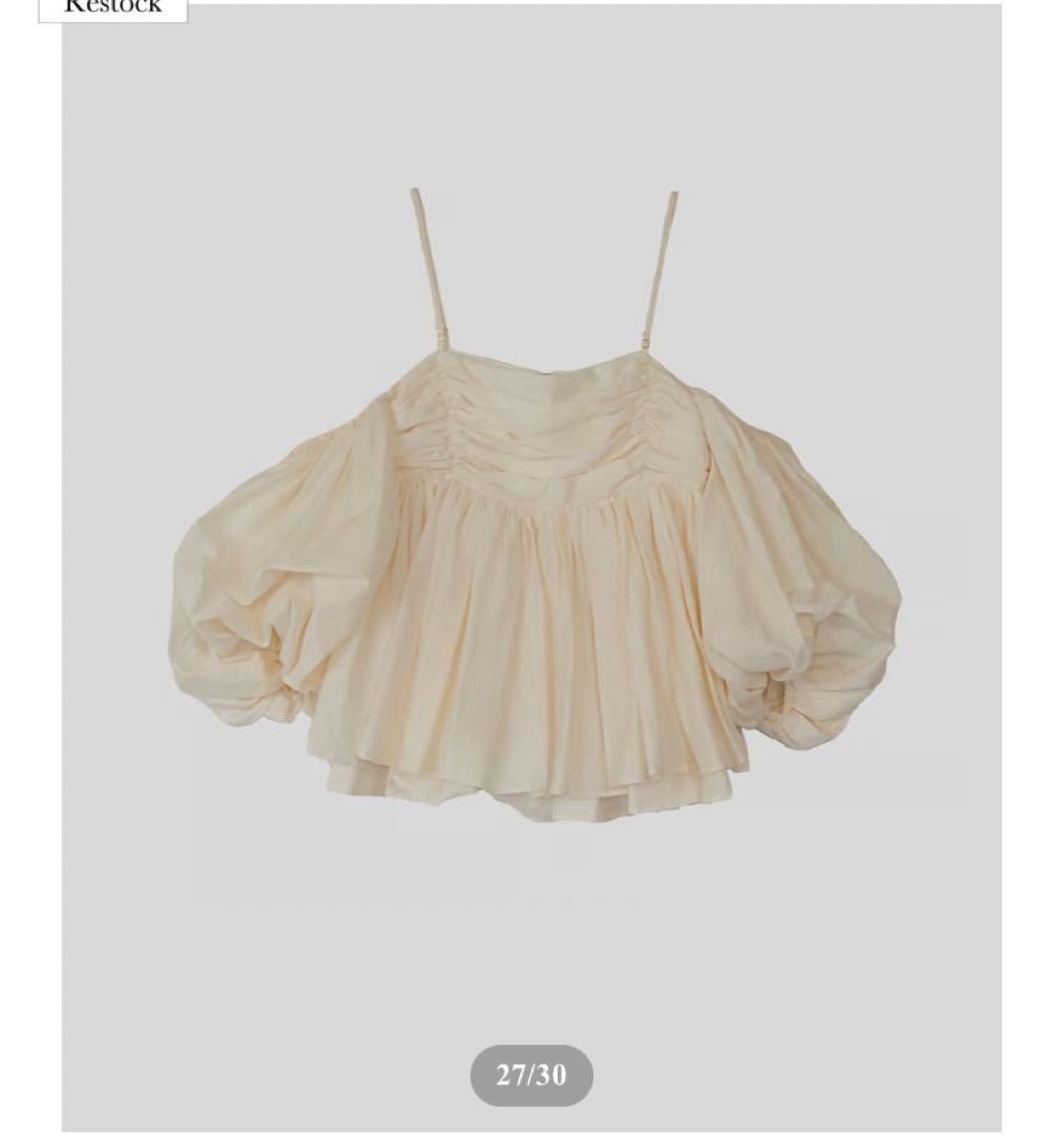 トップス Acka. puffy gather blouse white