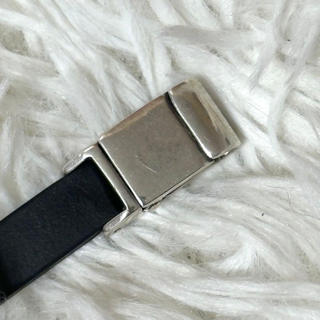 ⭐️即決価格⭐️GUCCI　SILVER シルバーバングル　レザー　925刻印