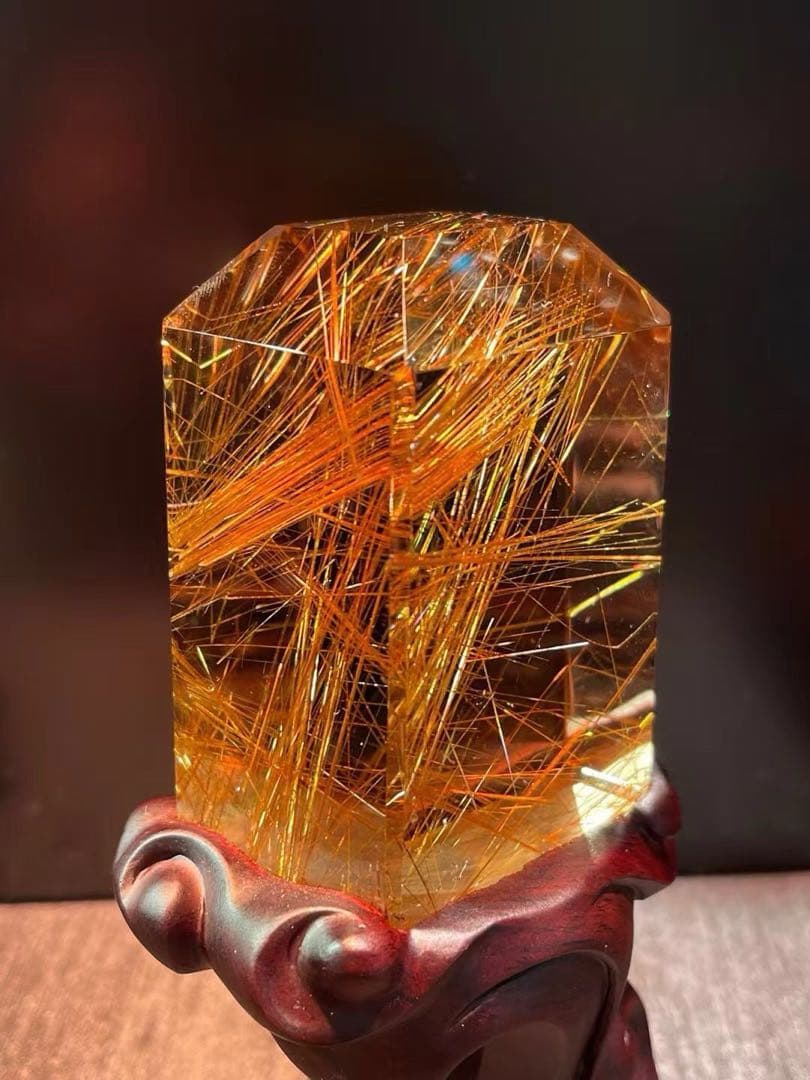 ⭐︎天然銅色ゴールドルチルクオーツ 置物 258.9g