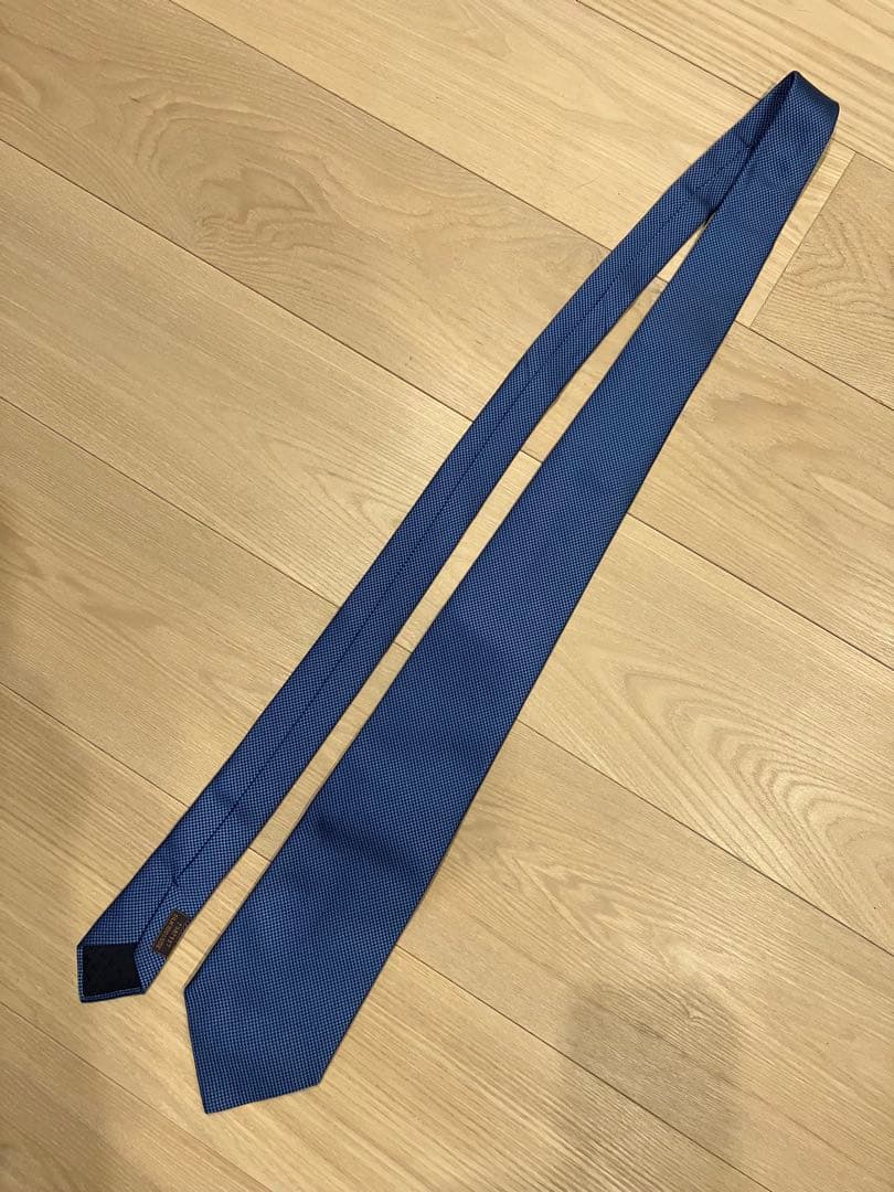 HERMES 100% シルク ネクタイ 青