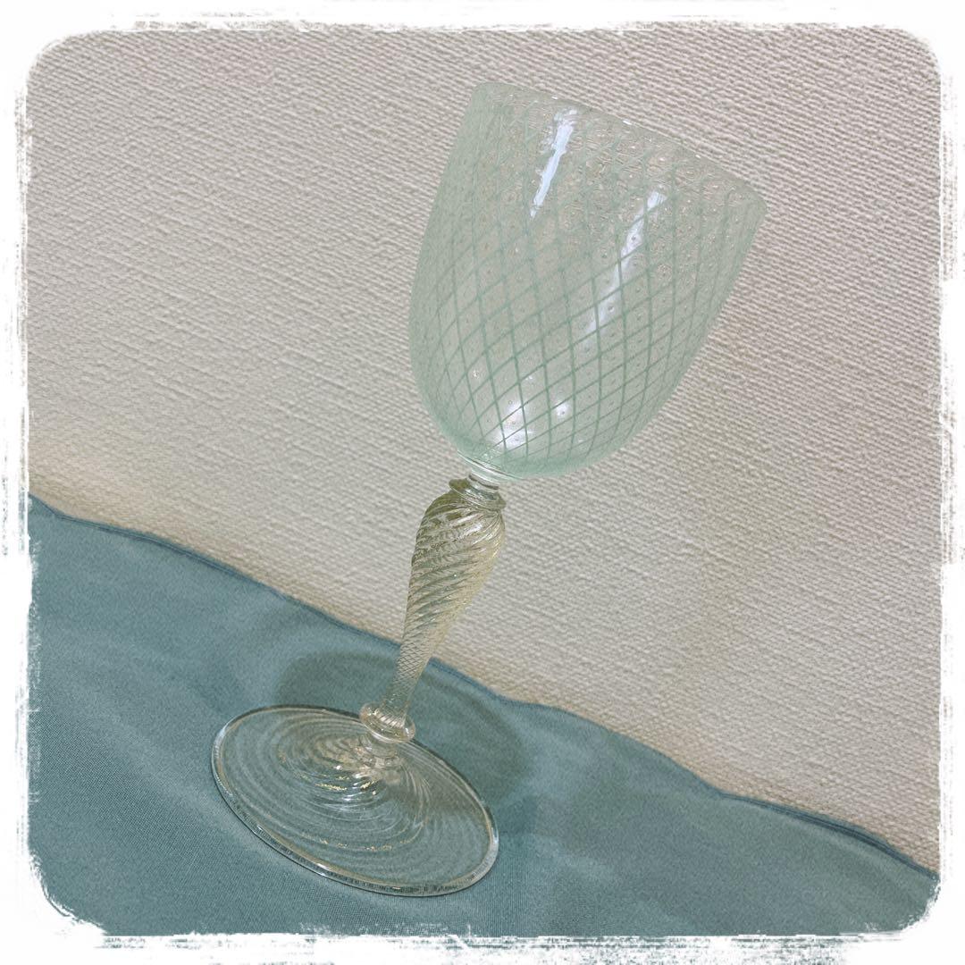 ベネチアガラス　手吹ワイングラス　ハンドメイド　ヴィンテージ