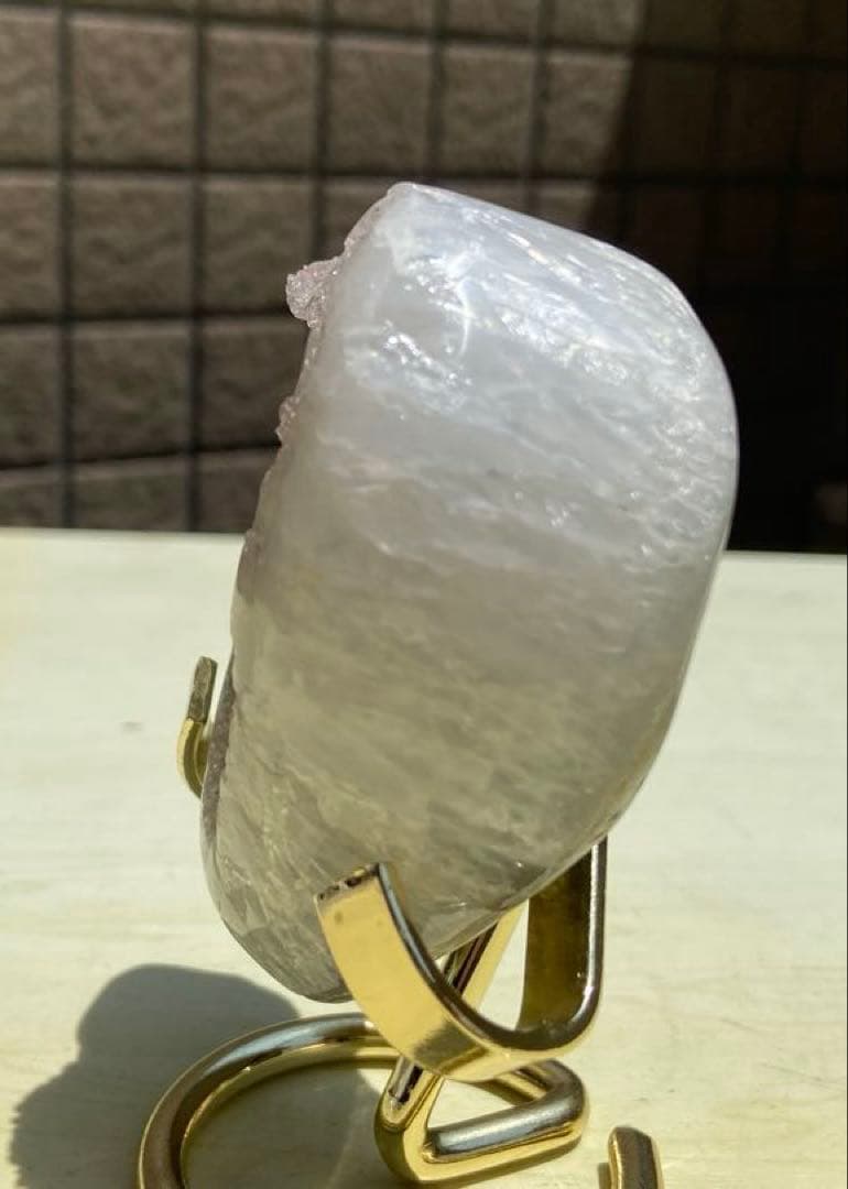 【健康・長寿・子宝】虹！瑪瑙ハート・カルサイト共生⭐️ジォード薄いピンク⭐️N166