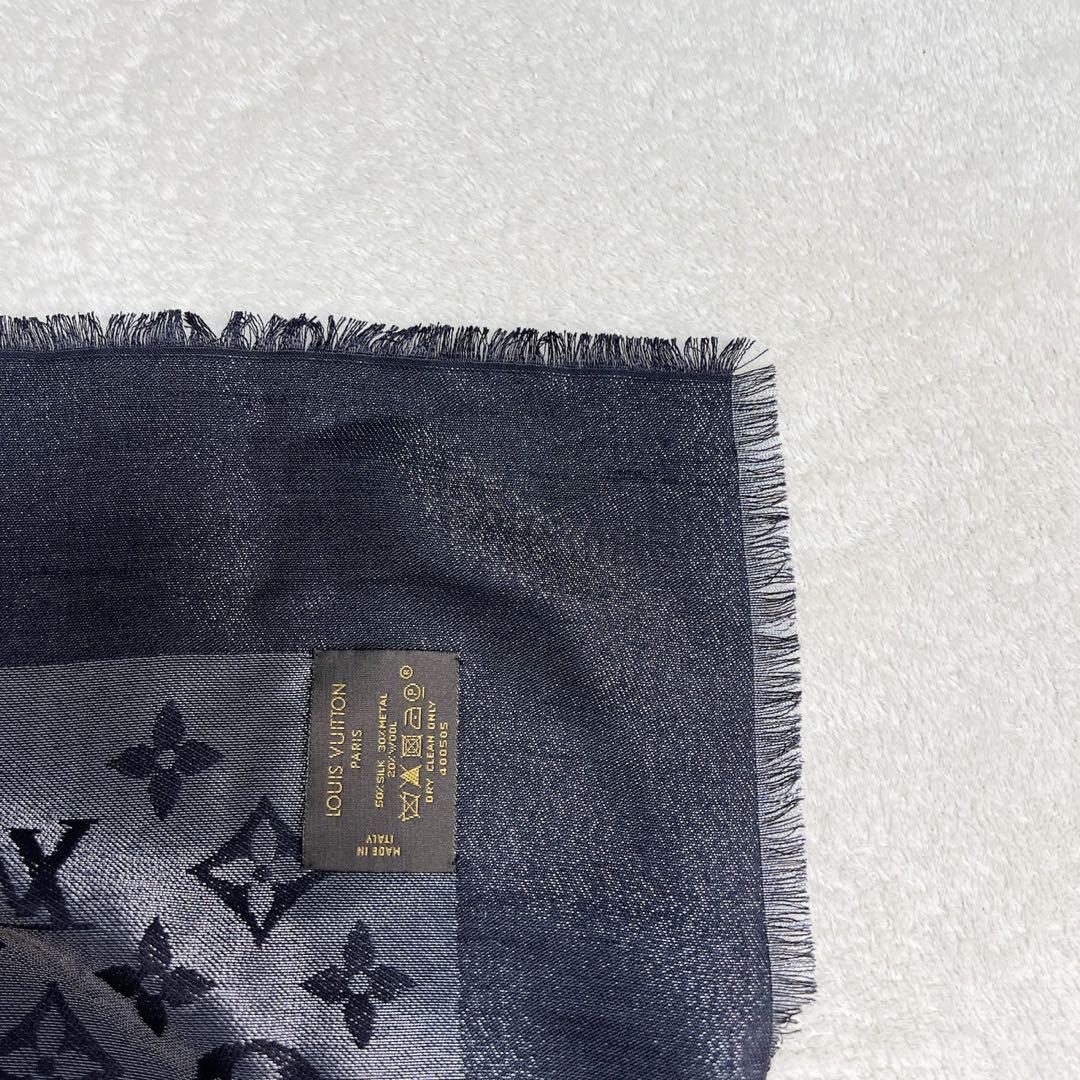 美品　ルイヴィトン モノグラム ショール ストール シルク　メタル　大判