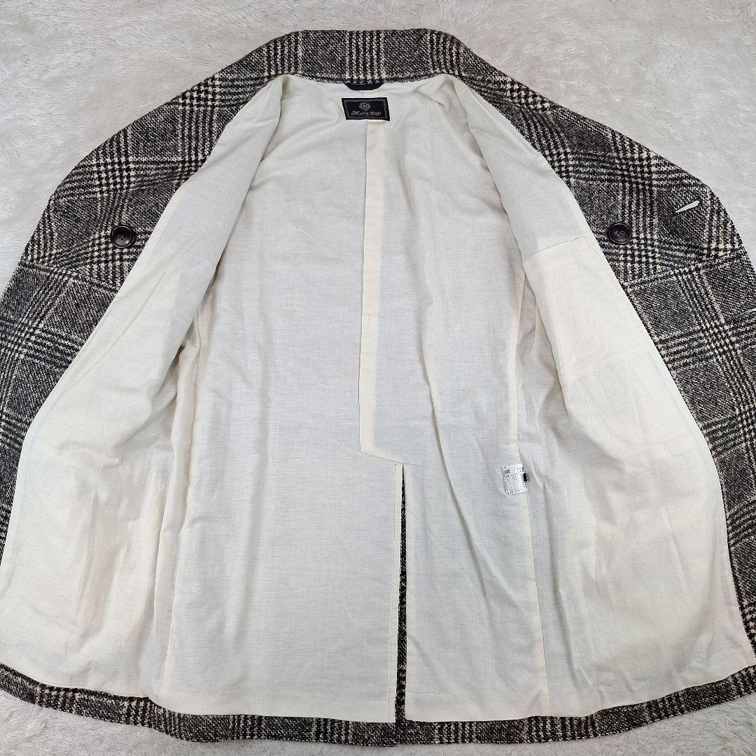 未使用✨メンズビギ　チェスターコート　ダブル　ツイード　レザー切り替え　L