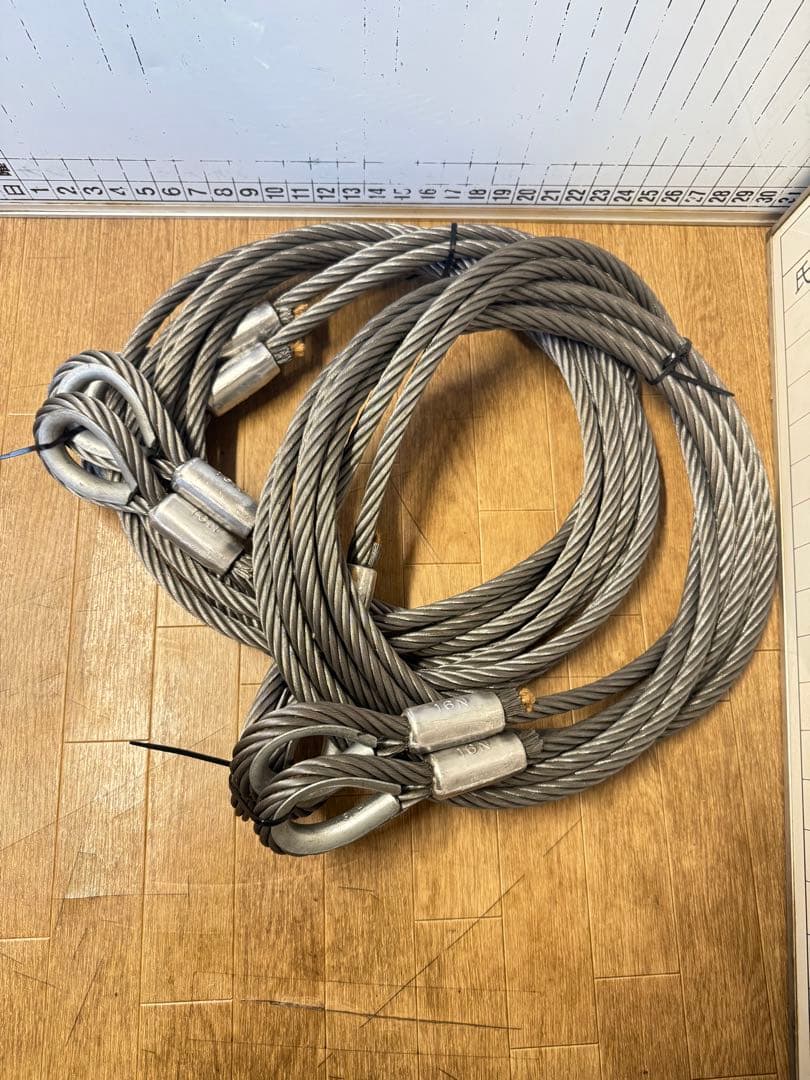 玉掛けワイヤーロープユニック16N　工事用品　4本セット