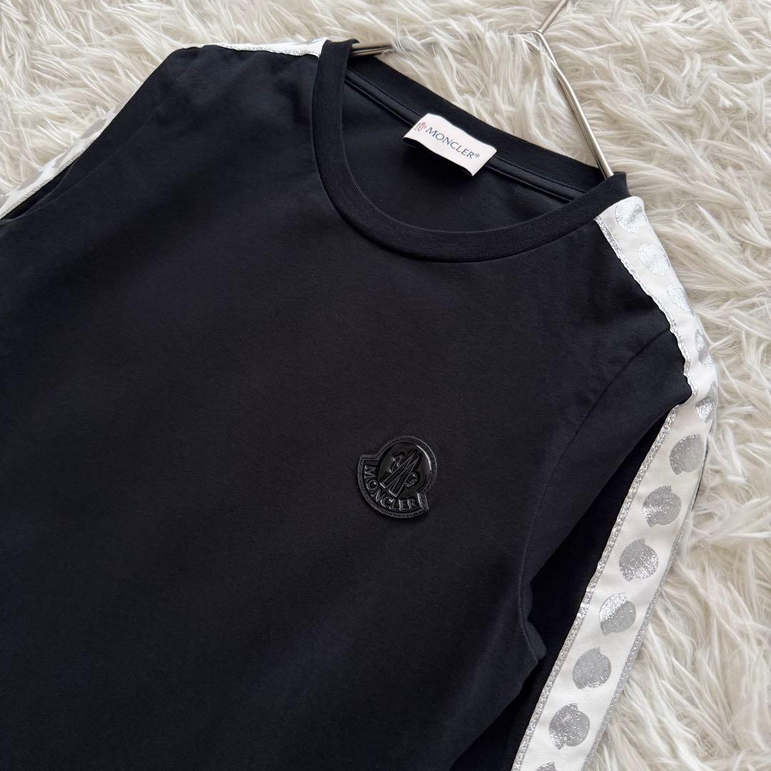 【モンクレール】ワンピース　チュニック 140cm　黒　長袖 ロゴ　フリル