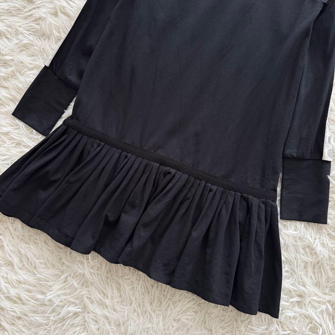 【モンクレール】ワンピース　チュニック 140cm　黒　長袖 ロゴ　フリル