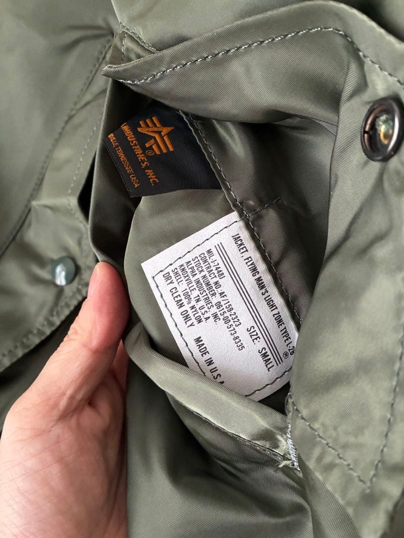 90s USA製 ALPHA アルファ L-2Bフライトジャケット S