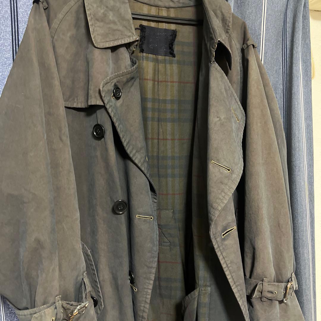 Burberry 英国製 一枚袖 トレンチコート 後染め ブラック フェード