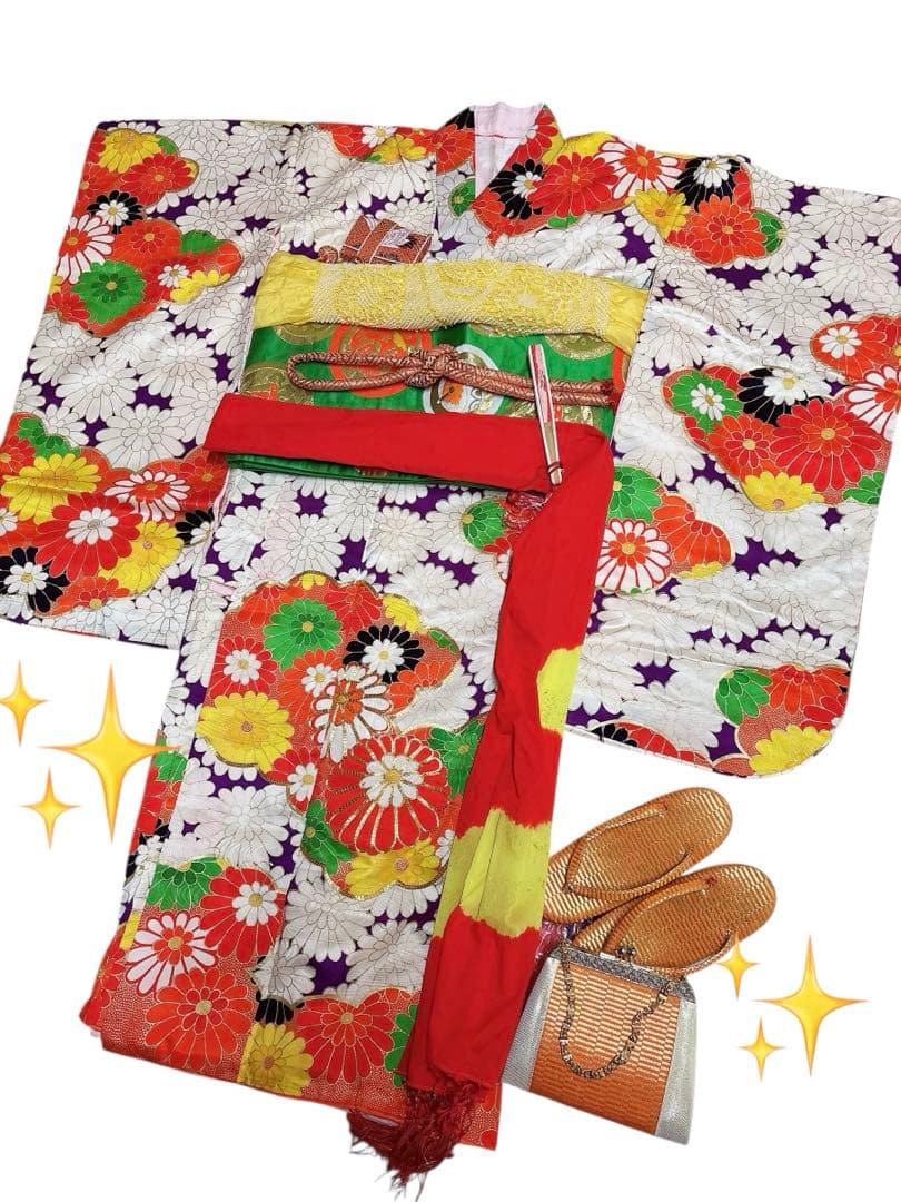 正絹 七五三 7歳 フルセット 古典柄☆アンティーク