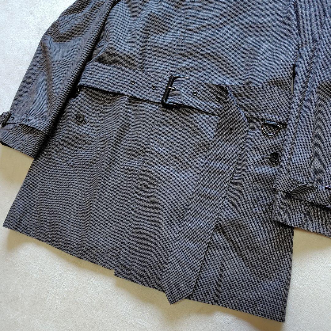美品　BURBERRY LONDON ステンカラーコート　千鳥柄　黒　L　ベルト