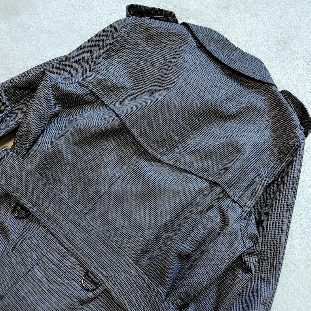 美品　BURBERRY LONDON ステンカラーコート　千鳥柄　黒　L　ベルト