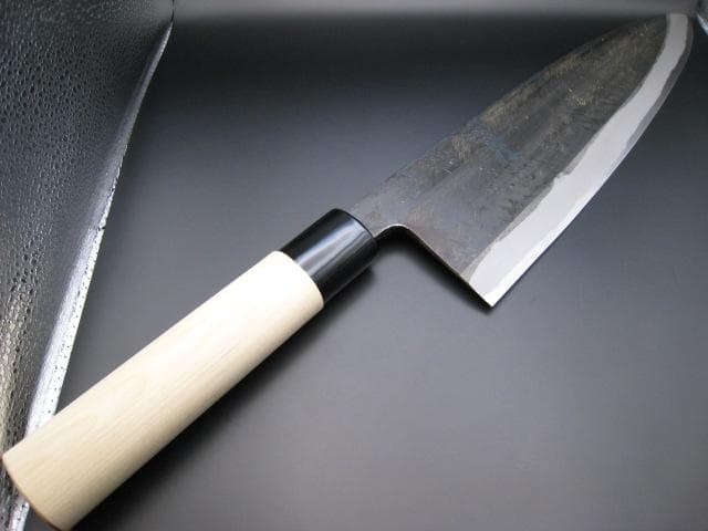 [新品未使用] 鮭切り 300mm 白紙3号 黒打ち仕上げ 朴木 丸形