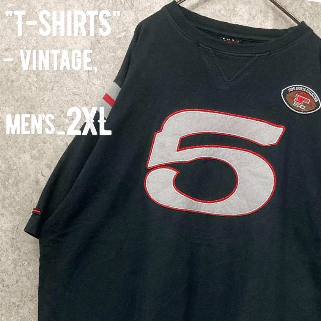 レア○90s《FUBU フブ》刺繍Tシャツ/ブラック/メンズ2XL