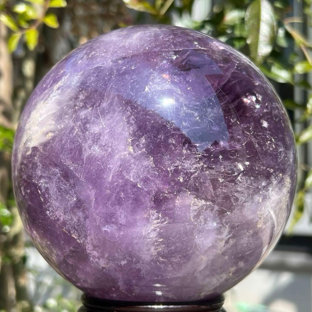 ☆幻品☆家宝級 極大逸品大宝珠☆レインボー ファントム アメジスト 丸玉 天然石