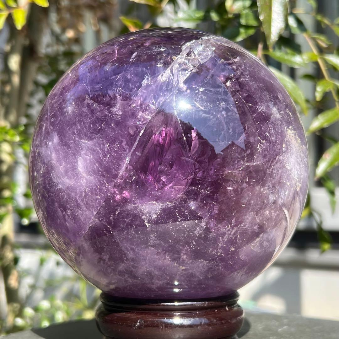 ☆幻品☆家宝級 極大逸品大宝珠☆レインボー ファントム アメジスト 丸玉 天然石