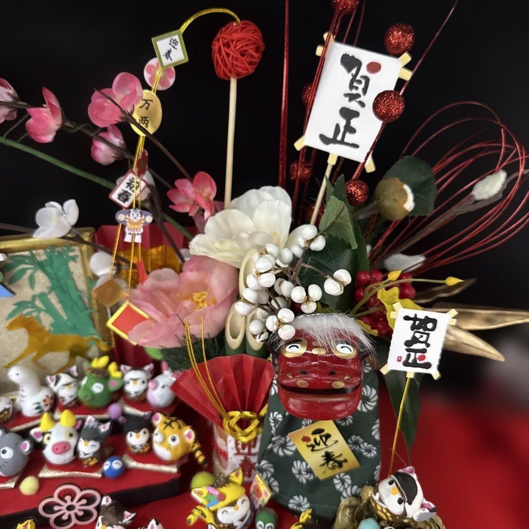 どんぐりアート♡2026年度　祝　お正月猫帽子BIGオブジェ　一点物♡