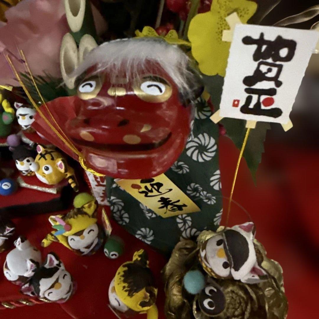 どんぐりアート♡2026年度　祝　お正月猫帽子BIGオブジェ　一点物♡