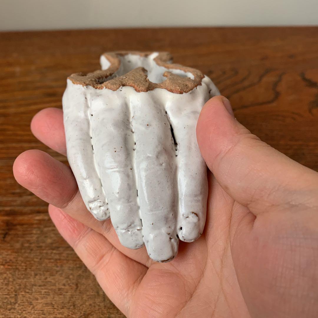妻の作った　息子の手　ハンドオブジェ　アクセサリートレイ　陶芸