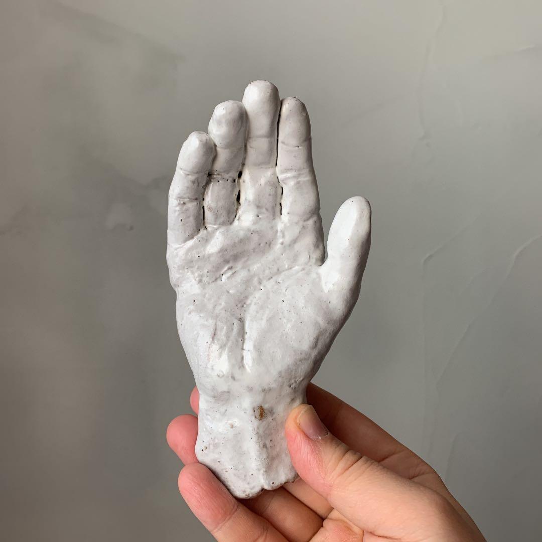 妻の作った　息子の手　ハンドオブジェ　アクセサリートレイ　陶芸