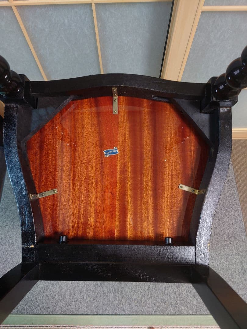 イタリア製 椅子 チェア 象嵌 木製 無垢 ①