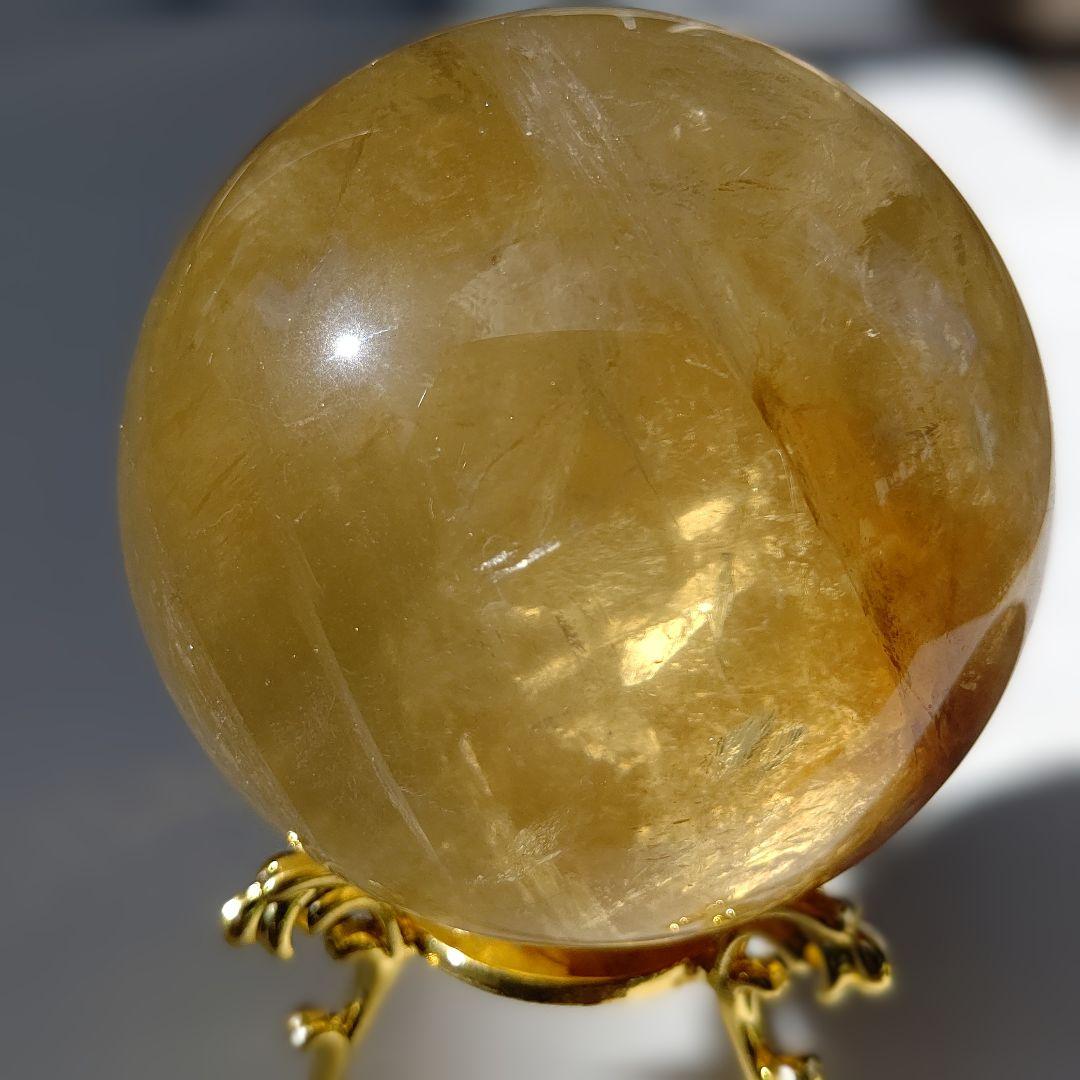 ゴールデンヒーラー　スフィア　天然石　丸玉　台座付き　7cm