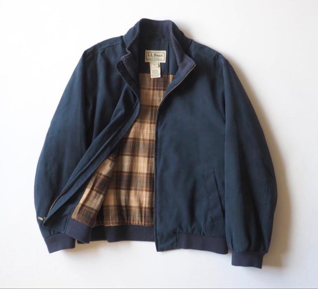 さ*つ様 エルエルビーン　スイングトップ　スエード　ネイビー　裏地チェック　美品